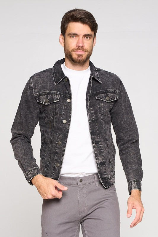 Men's Trucker Vintage Black Denim Jacket - steven wick