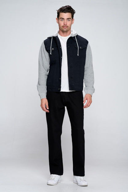 Men's Denim Jacket with Fleece Hoodies - steven wick