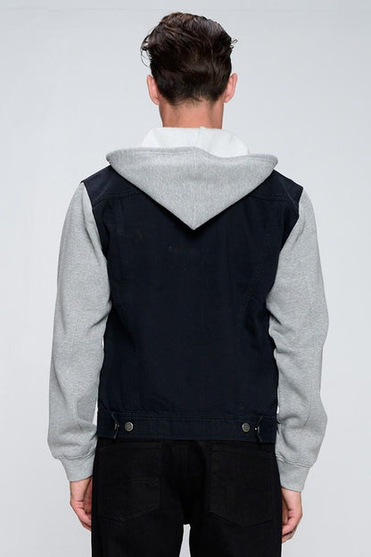 Men's Denim Jacket with Fleece Hoodies - steven wick