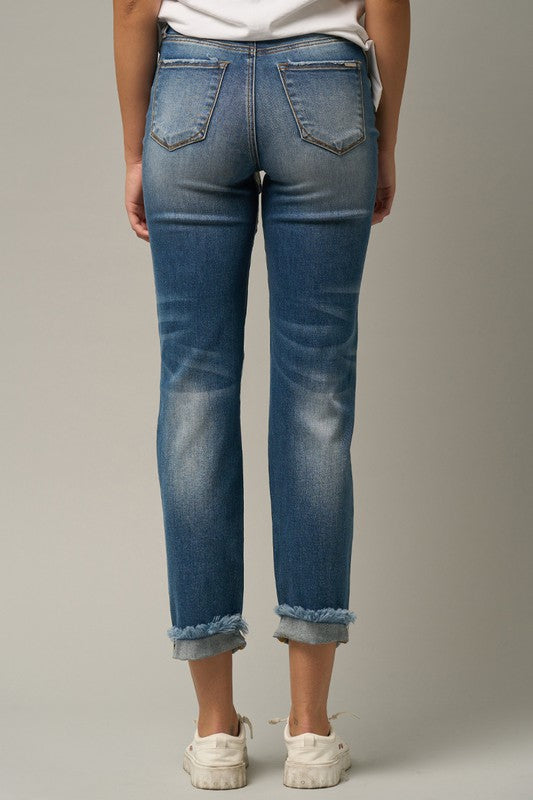 High Waist Ripped Boyfriend Jeans - steven wick