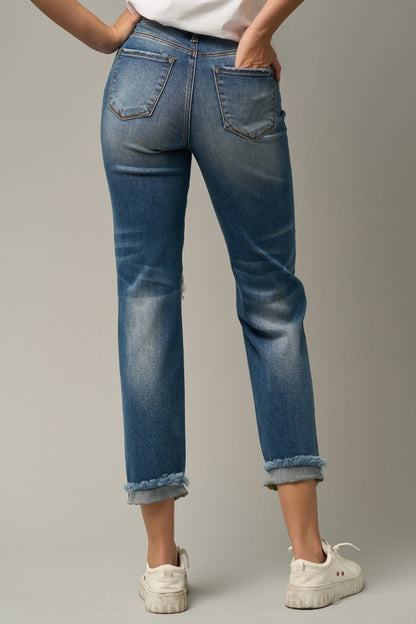 High Waist Ripped Boyfriend Jeans - steven wick