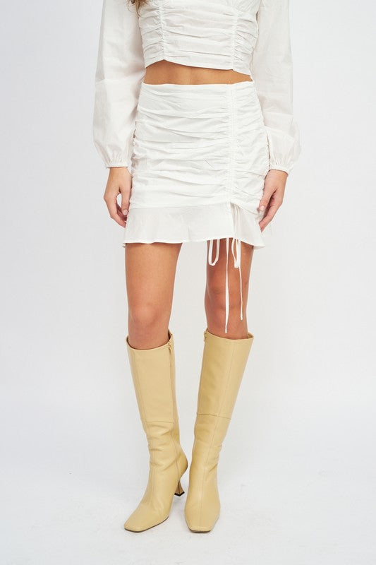 Ruched High Waisted Mini Skirt - steven wick