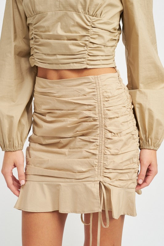 Ruched High Waisted Mini Skirt - steven wick