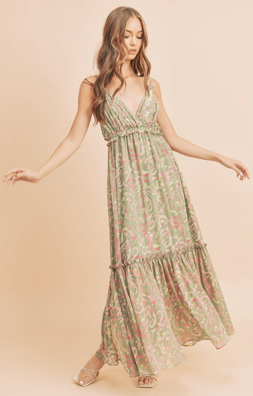 Flirty Timeless Print Davia Maxi Dress - steven wick