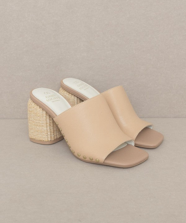 OASIS SOCIETY Serena - Studded Raffia Slide Heel - steven wick