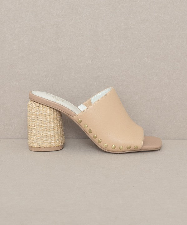 OASIS SOCIETY Serena - Studded Raffia Slide Heel - steven wick