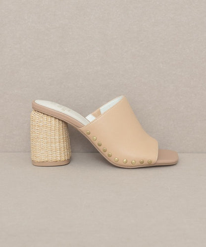 OASIS SOCIETY Serena - Studded Raffia Slide Heel - steven wick