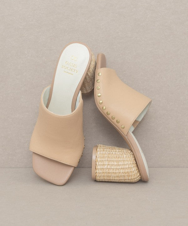 OASIS SOCIETY Serena - Studded Raffia Slide Heel - steven wick