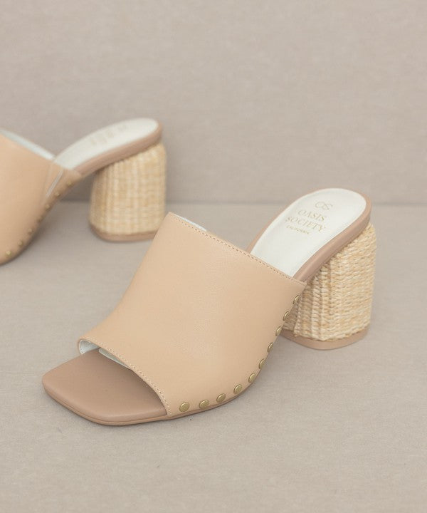 OASIS SOCIETY Serena - Studded Raffia Slide Heel - steven wick