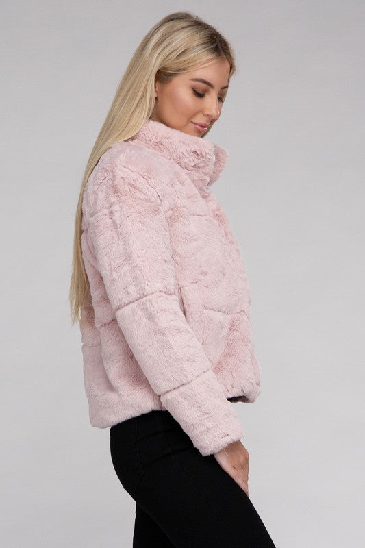 Fluffy Zip-Up Sweater Jacket - steven wick