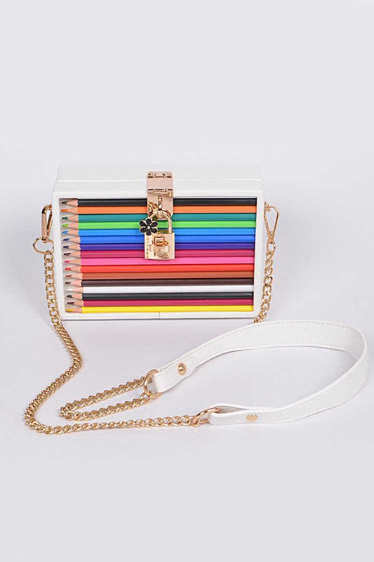 Iconic Locket Color Pencil Box Clutch - steven wick