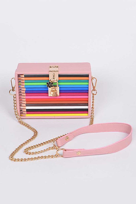Iconic Locket Color Pencil Box Clutch - steven wick
