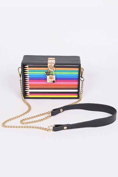 Iconic Locket Color Pencil Box Clutch - steven wick
