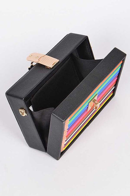 Iconic Locket Color Pencil Box Clutch - steven wick