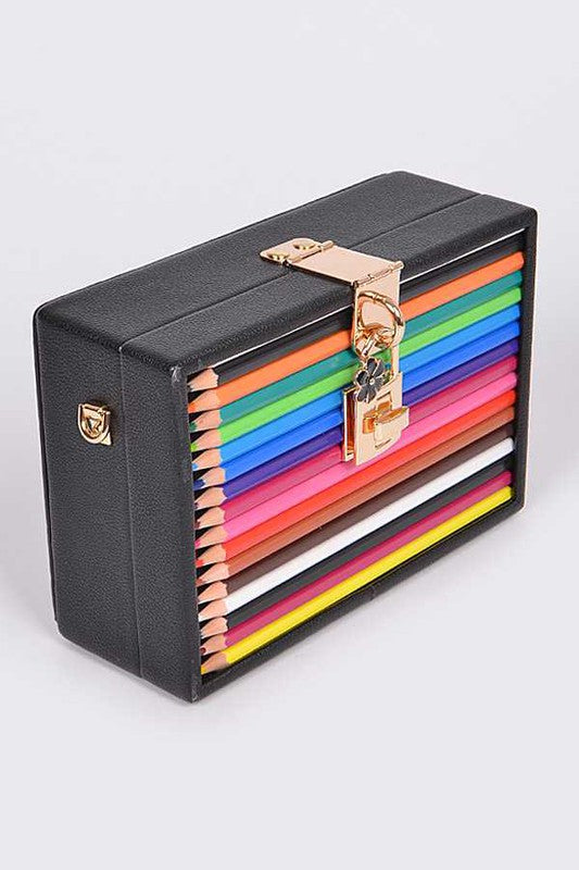 Iconic Locket Color Pencil Box Clutch - steven wick