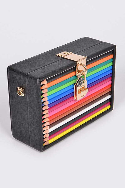 Iconic Locket Color Pencil Box Clutch - steven wick