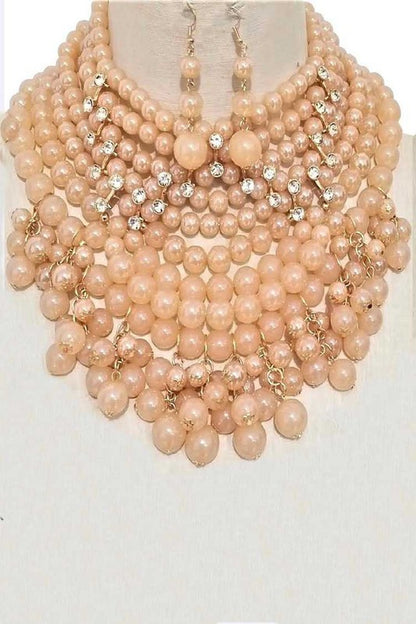 Pearlized Beads Statement Necklace Set - steven wick