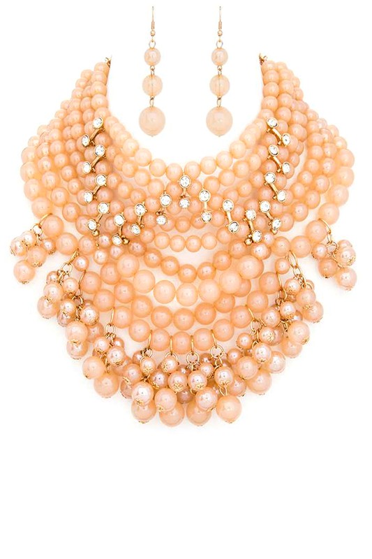 Pearlized Beads Statement Necklace Set - steven wick