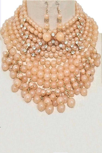 Pearlized Beads Statement Necklace Set - steven wick