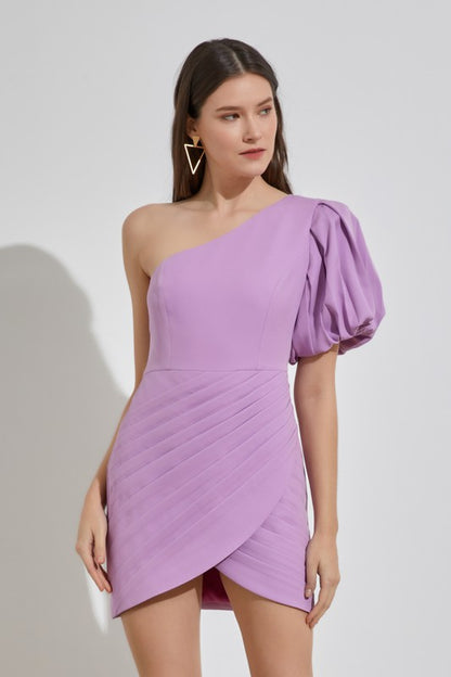 One Shoulder Ruffle Mini Dress