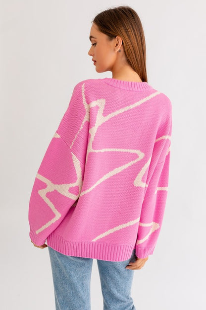 Abstract Pattern Oversized Sweater Top - steven wick