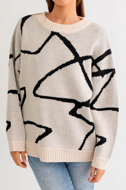 Abstract Pattern Oversized Sweater Top - steven wick