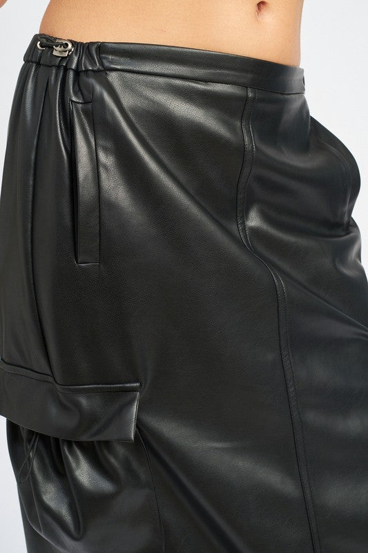 Leather Cargo Maxi Skirt - steven wick