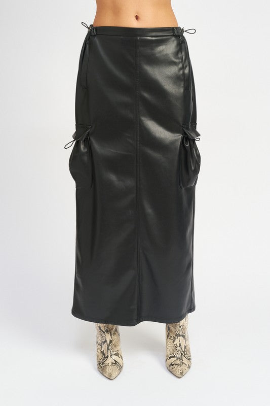Leather Cargo Maxi Skirt - steven wick