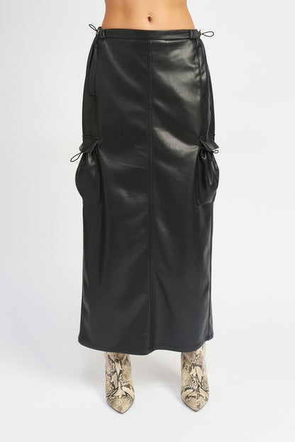 Leather Cargo Maxi Skirt - steven wick