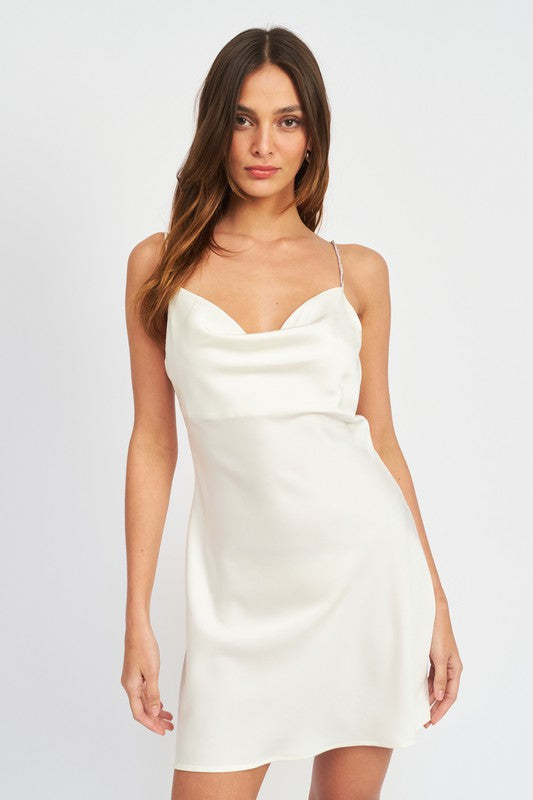 Rhinestone Strap Mini Slip Dress – STEVEN WICK Rhinestone Strap Mini Slip Dress – STEVEN WICK