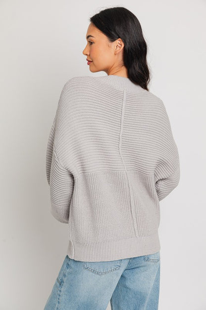 Ribbed Knitted Long-Sleeved Pullover Sweater - steven wick