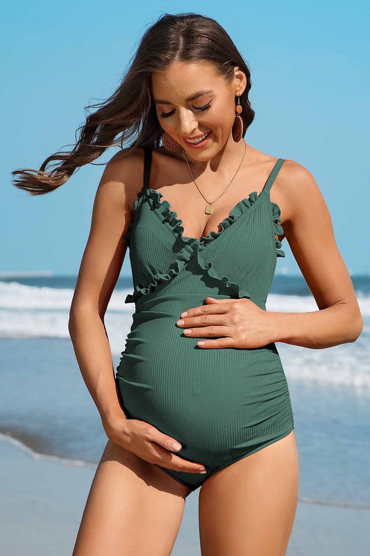 Ruch Floral Maternity Swimsuit Pregnancy Swimwear - steven wick