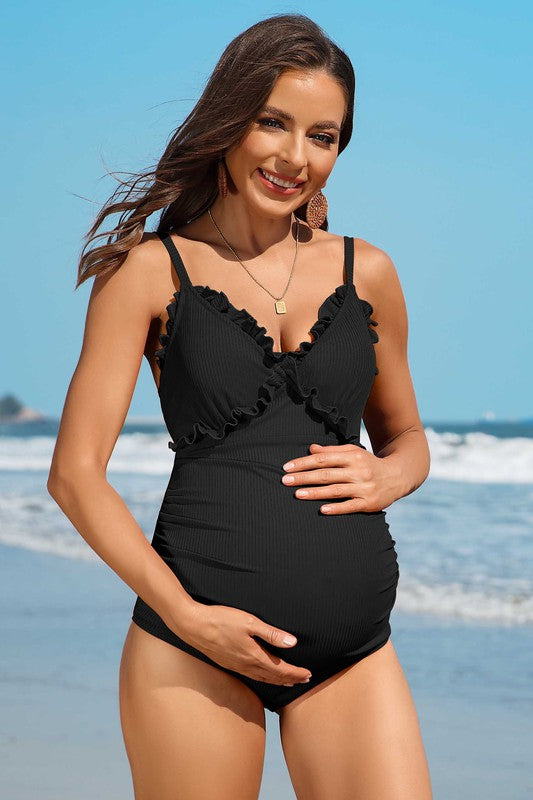 Ruch Floral Maternity Swimsuit Pregnancy Swimwear - steven wick