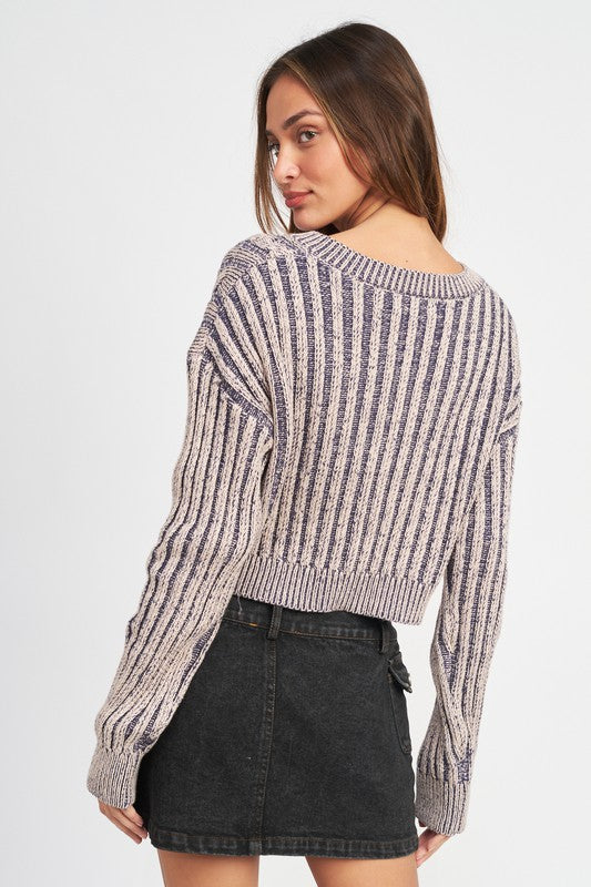 Contrasted Cable Knit Sweater Top - steven wick
