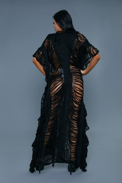 Fringe Open Front Maxi Cover Up - steven wick