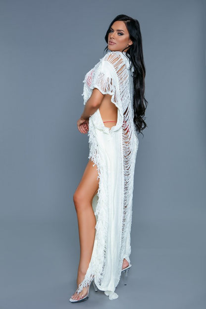 Fringe Open Front Maxi Cover Up - steven wick