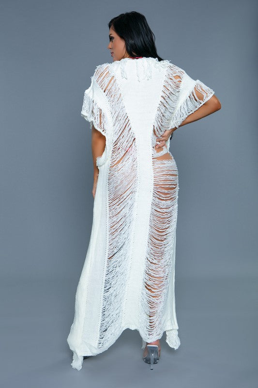 Fringe Open Front Maxi Cover Up - steven wick