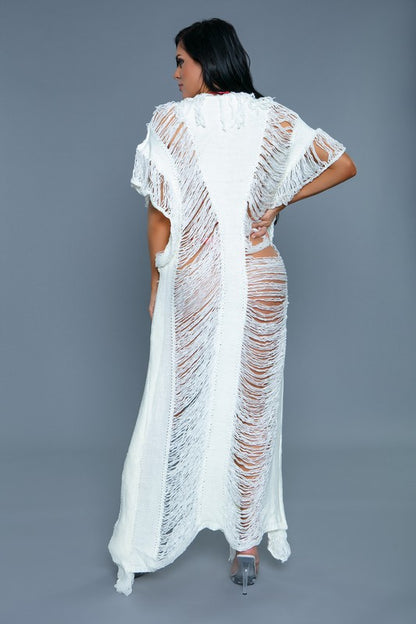 Fringe Open Front Maxi Cover Up - steven wick