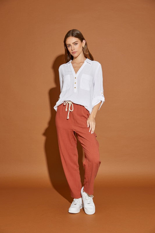 V Neck Button Down Henley Shirt - steven wick