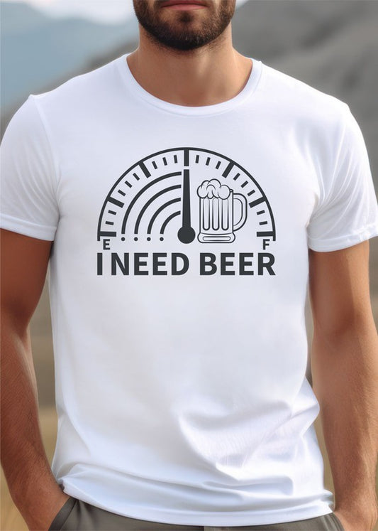 I Need Beer Crew Neck Graphic Tee - steven wick
