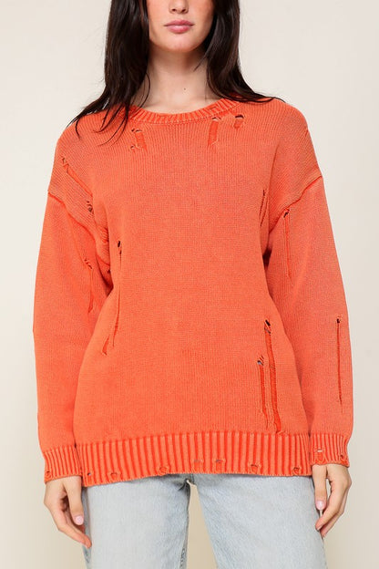 Mineral Wash Distressed Sweater - steven wick