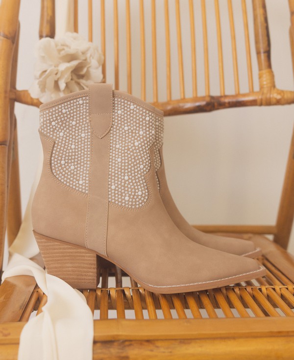 Cannes Pearl Studded Western Boots - steven wick