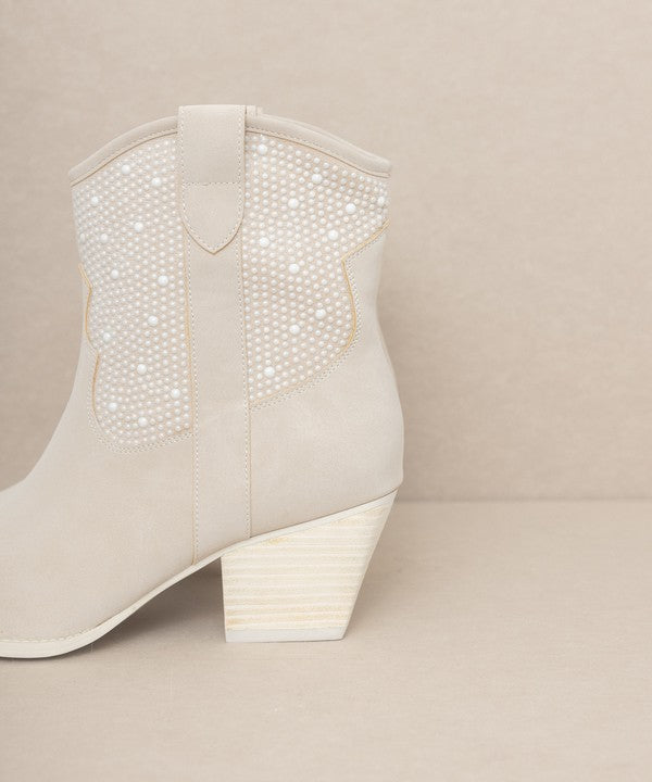 Cannes Pearl Studded Western Boots - steven wick