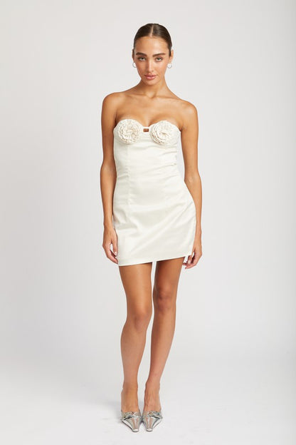 Rosette Bust Mini Bodycon Dress
