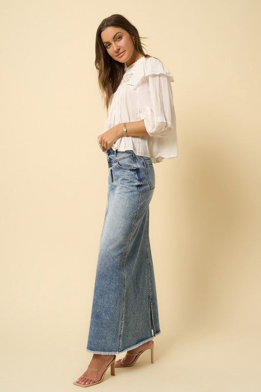 HIGH RISE FLARED MAXI SKIRT - steven wick