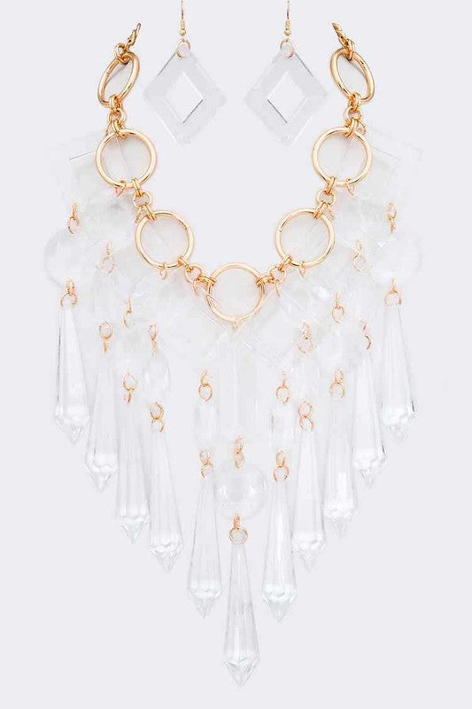 Acrylic Chandelier Statement Necklace Set - steven wick