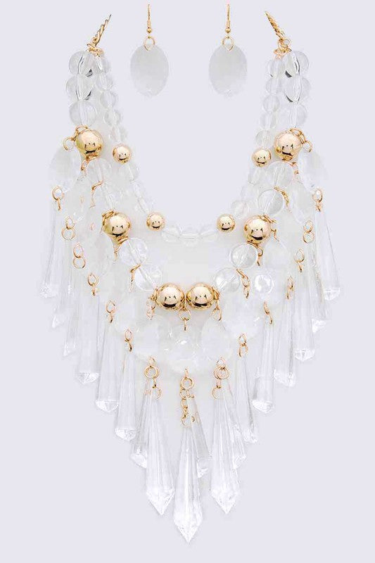 Layered Chandelier Statement Necklace Set - steven wick