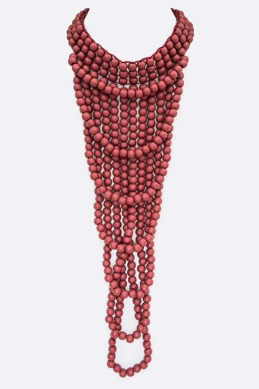 Colored Wooden Beads Statement Necklace - steven wick