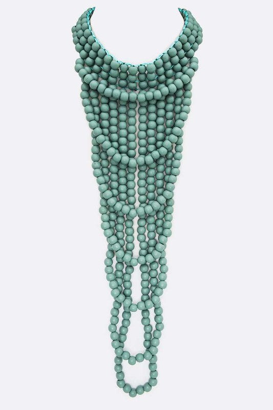 Colored Wooden Beads Statement Necklace - steven wick