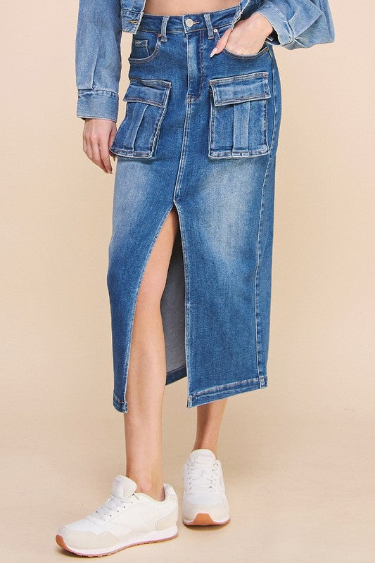 Front Slit Cargo Skirt - steven wick